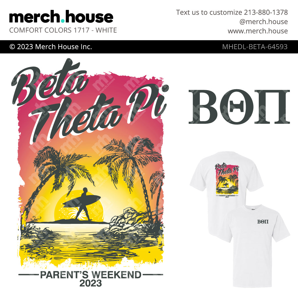 Beta Theta Pi Parents Weekend Surfer Beach Shirt