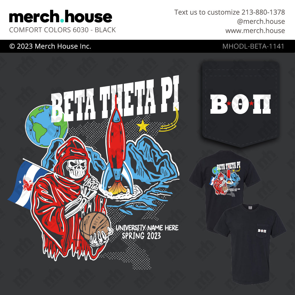 Beta Theta Pi PR Skeleton and Rocket Shirt