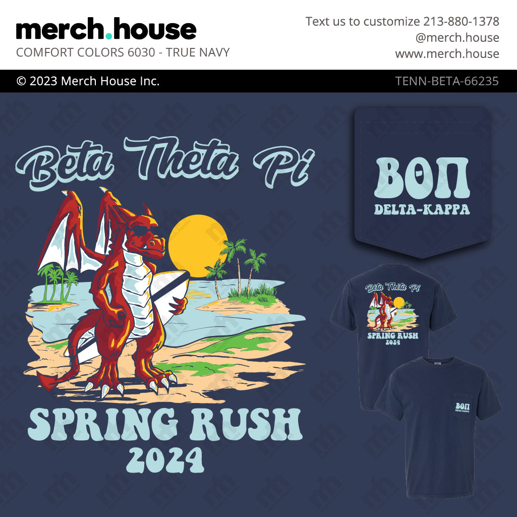 Beta Theta Pi Rush Shirt Dragon Surfer