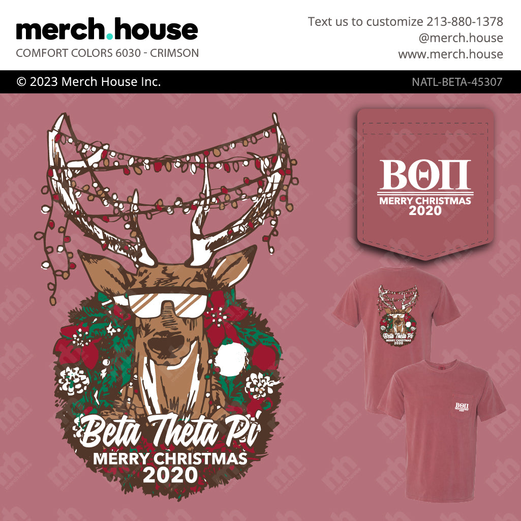 Beta Theta Pi Christmas Reindeer Sunglasses Shirt
