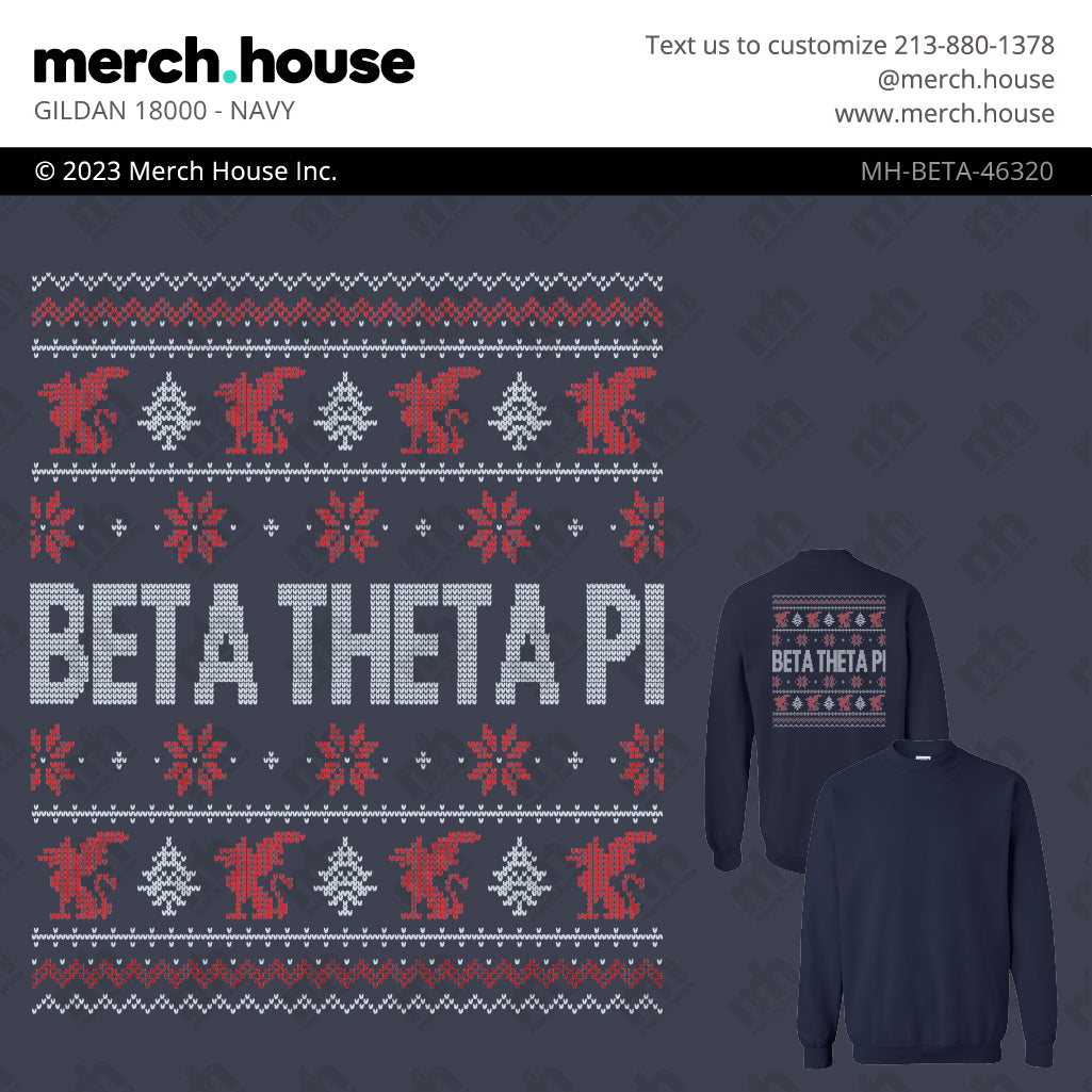 Beta Theta Pi Christmas Ugly Sweater Navy Shirt