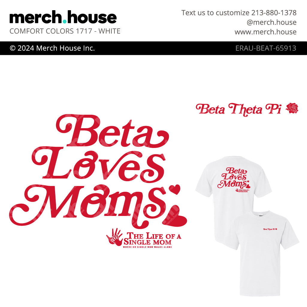 Beta Theta Pi Mom's Weekend Typography Hearts Shirt