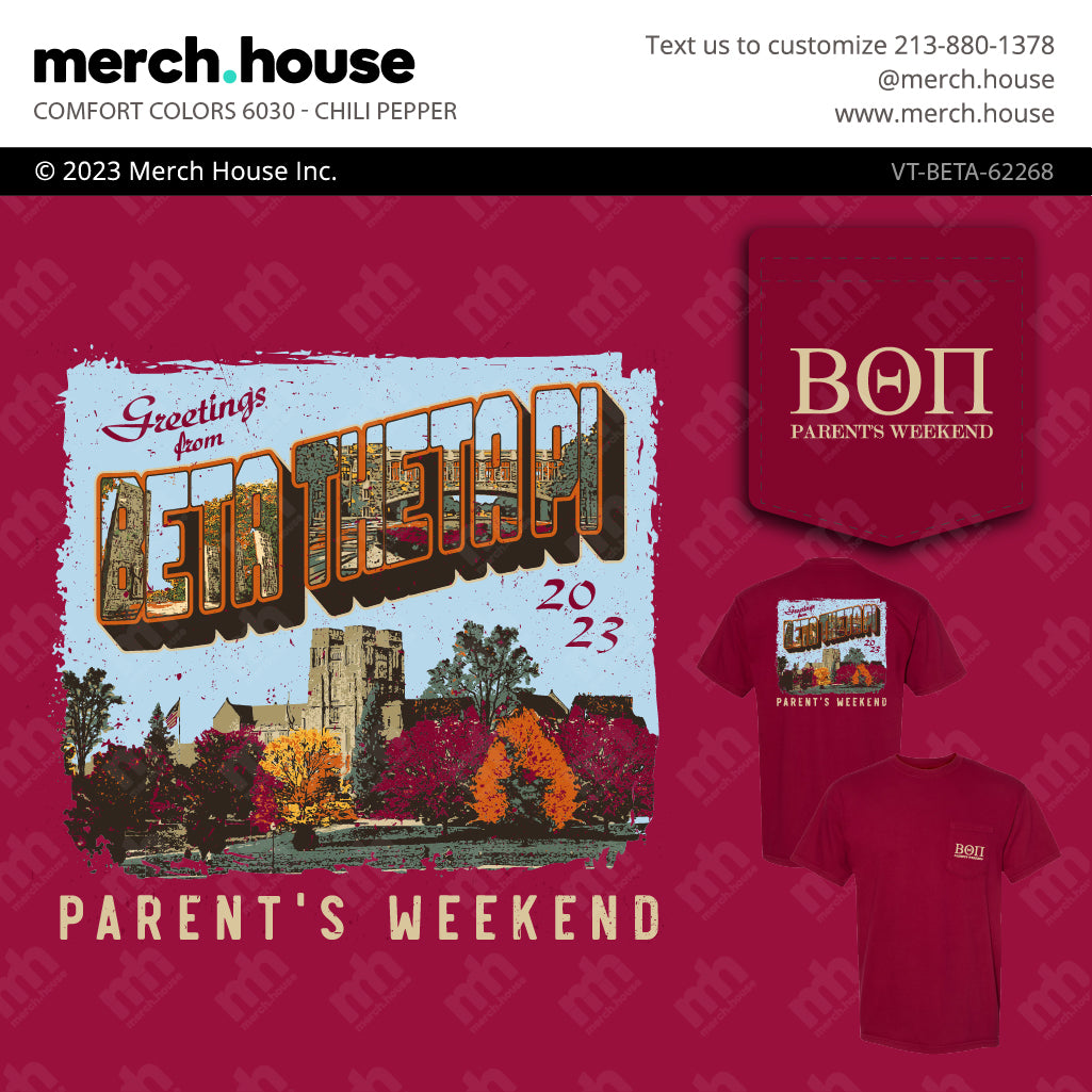 Beta Theta Pi Parents Weekend Postcard Shirt