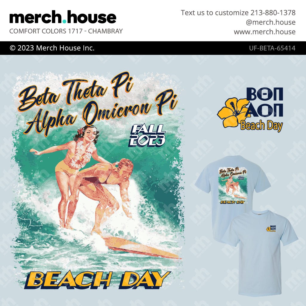 Beta Theta Pi Philanthropy Couple Surfboarding Shirt