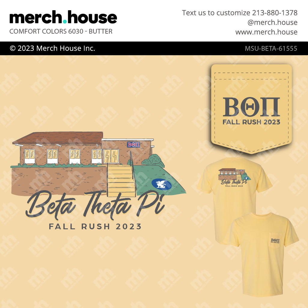 Beta Theta Pi Rush Shirt Chapter House Cursive
