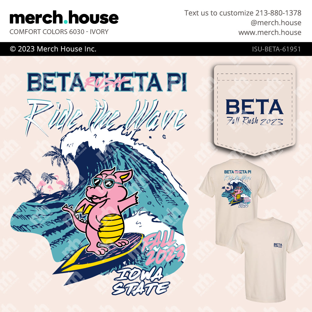 Beta Theta Pi Rush Shirt Surfing Dragon