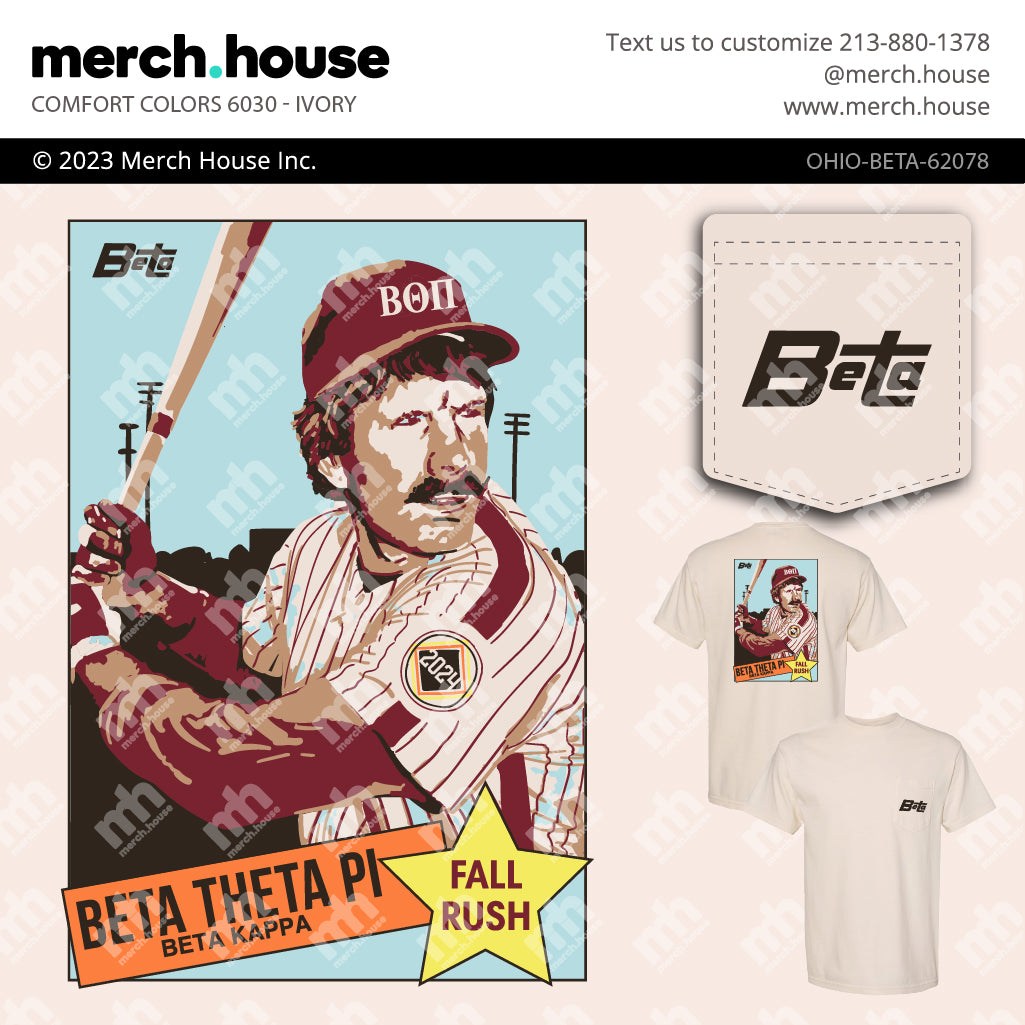 Beta Theta Pi Rush Shirt Vintage Baseball Card