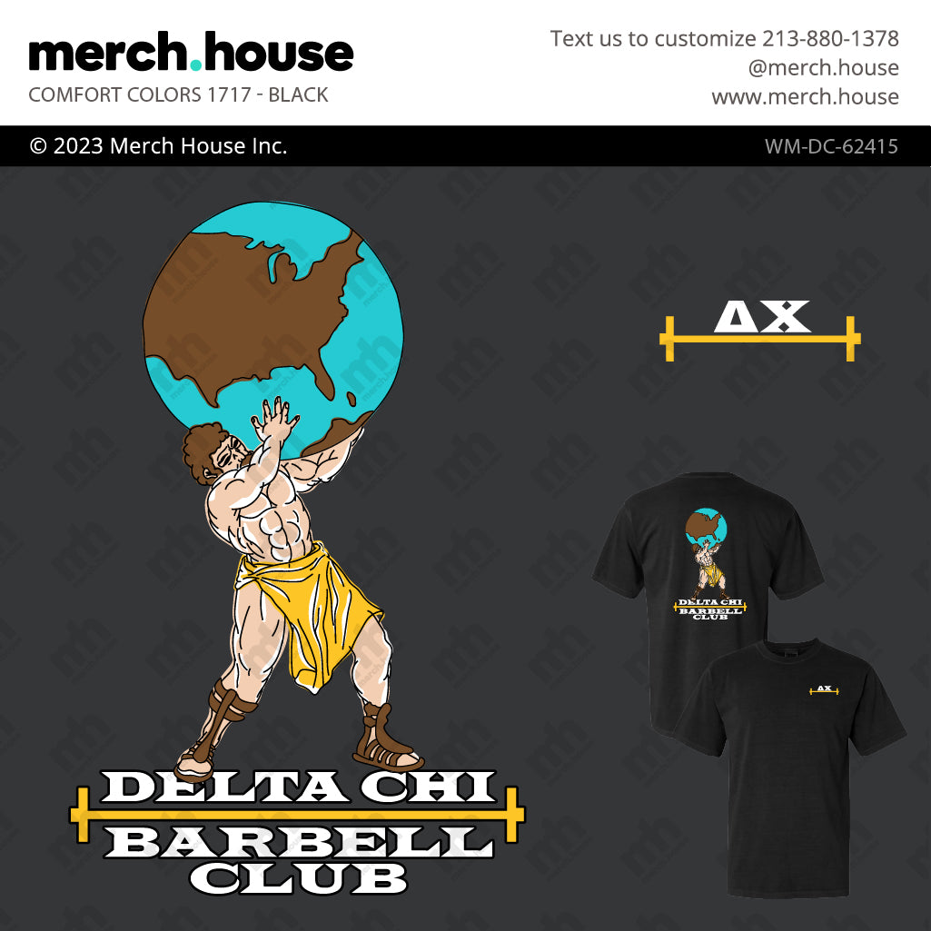 Delta Chi PR Atlas Barbell Club Shirt