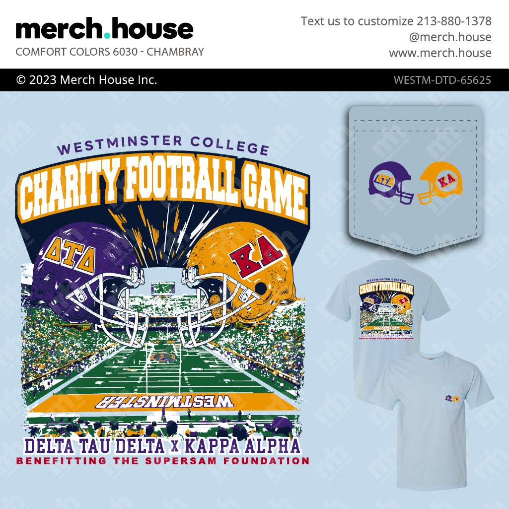 Delta Tau Delta Philanthropy Football Helmets and Stadium Shirt