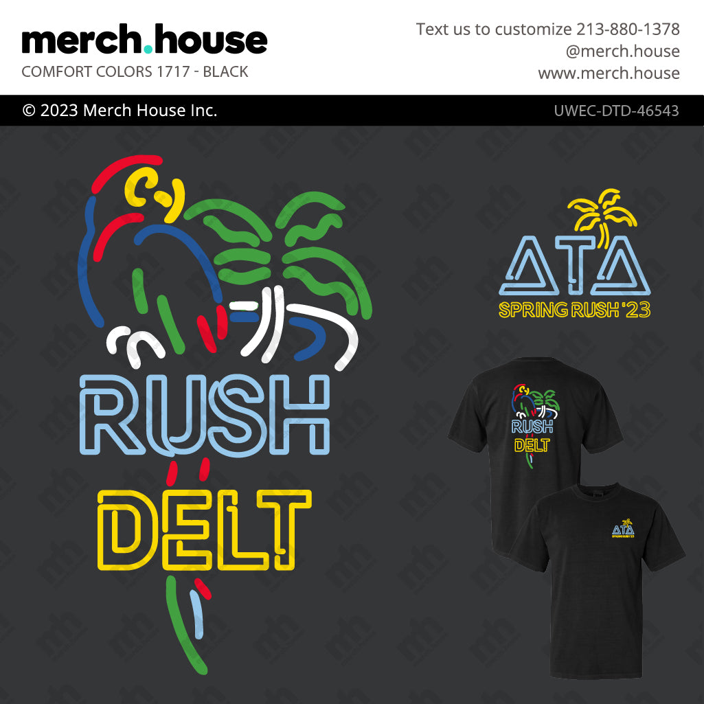 Delta Tau Delta Rush Shirt Neon Parrot