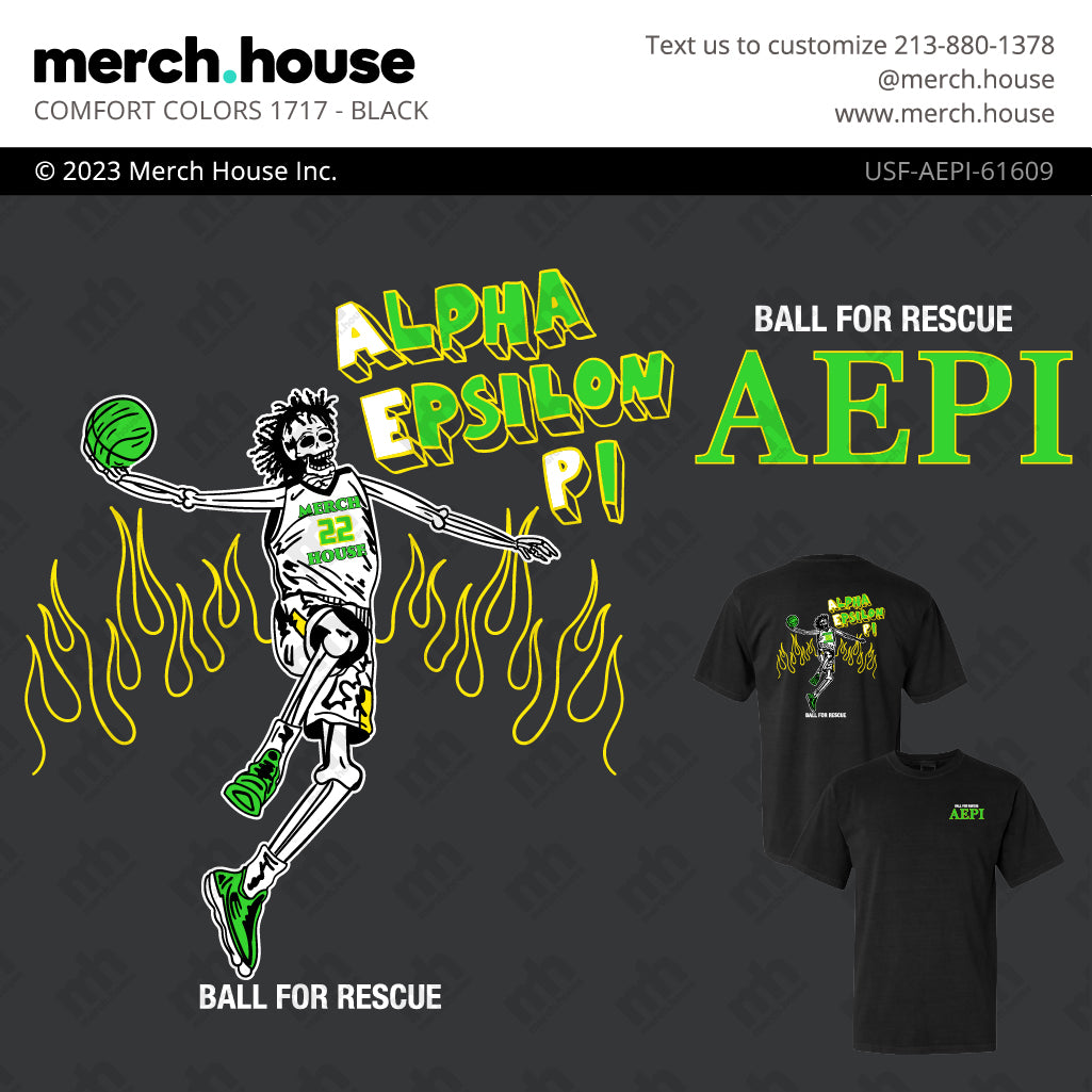 Fraternity Philanthropy Neon Skeleton Baller Shirt