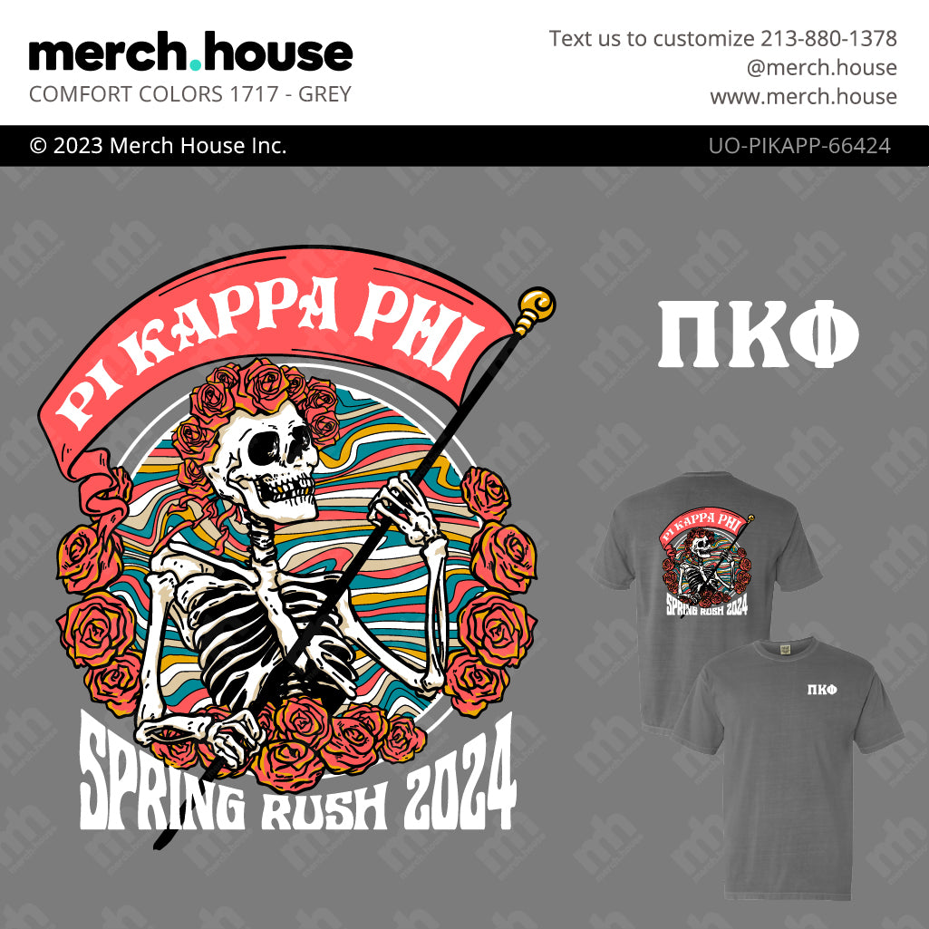 Fraternity Rush Shirt Roses and Skeleton