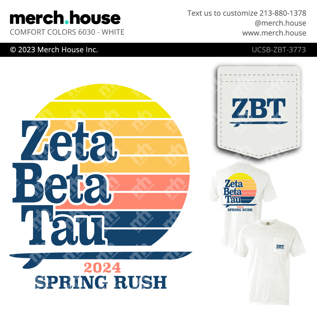 Fraternity Rush Shirt ZBT Sunset Surfboard