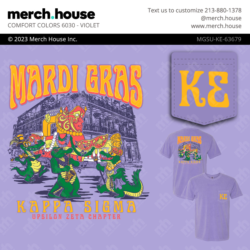 Kappa Sigma Date Party Alligator Mardi Gras Shirt