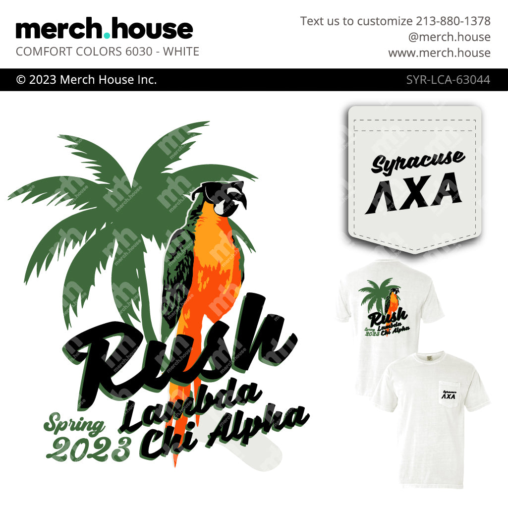 Lambda Chi Alpha Rush Shirt Tropical Parrot