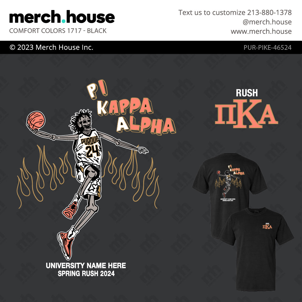 Pi Kappa Alpha Rush Shirt Skeleton Baller