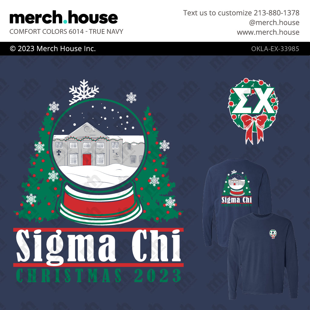 Sigma Chi Christmas Snowglobe Chapter House Shirt