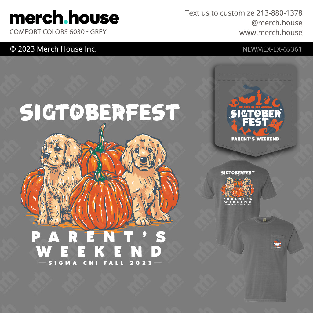 Sigma Chi Parents Weekend Puppies and Pumpkins Shirt