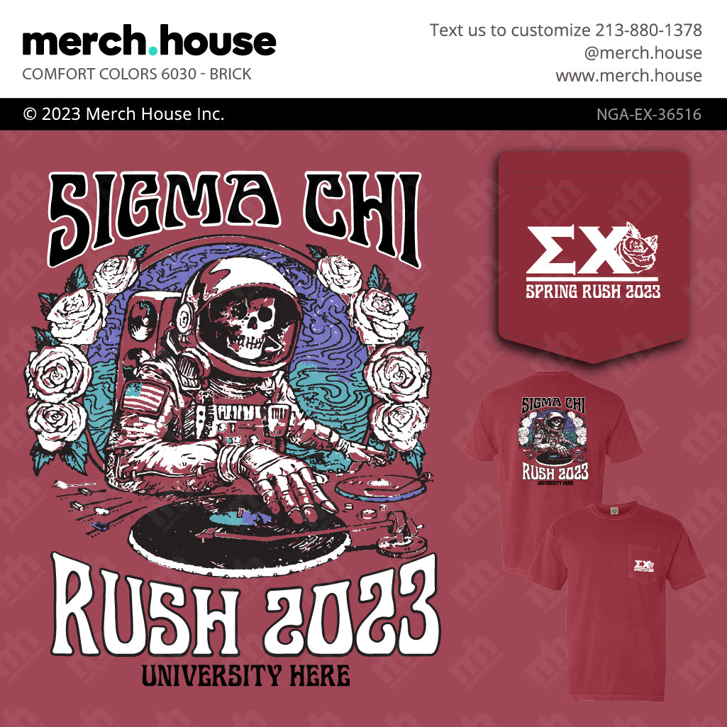 Sigma Chi Rush Shirt Astronaut DJ Skull