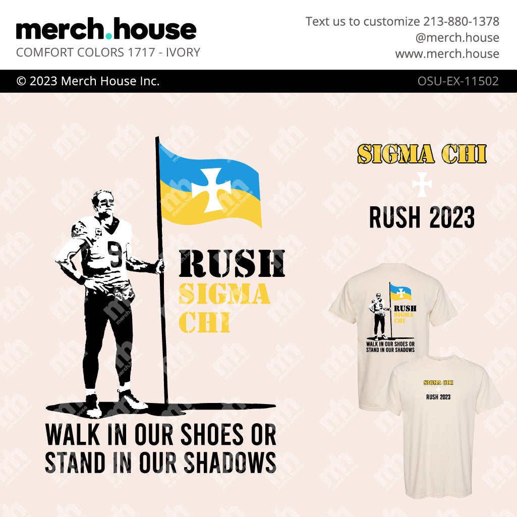 Sigma Chi Rush Shirt Drew Brees Flag