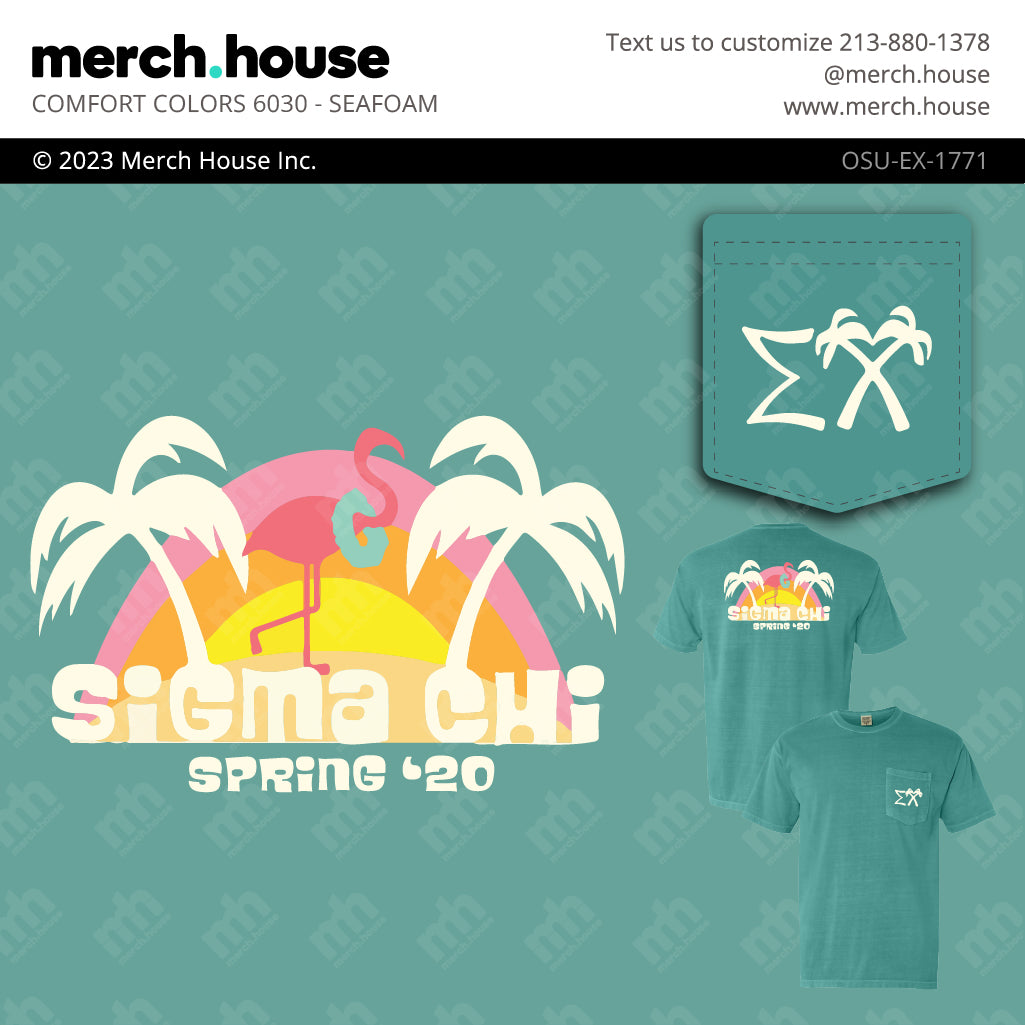 Sigma Chi Rush Shirt Flamingo Palms