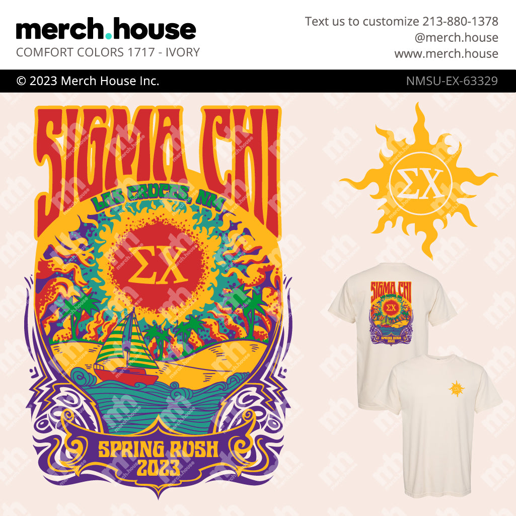 Sigma Chi Rush Shirt Retro Sailboat and Sun