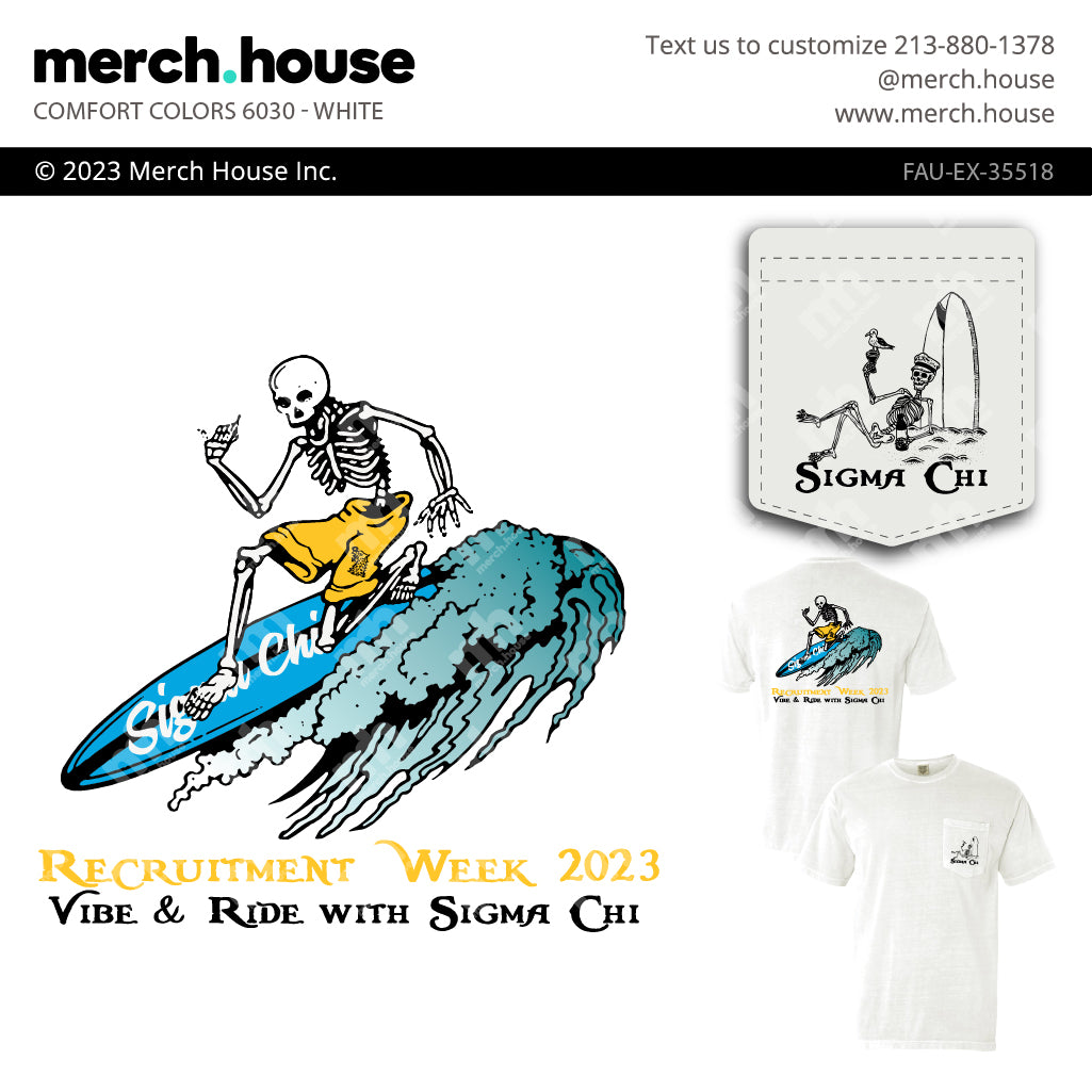 Sigma Chi Rush Shirt Skeleton Surfer