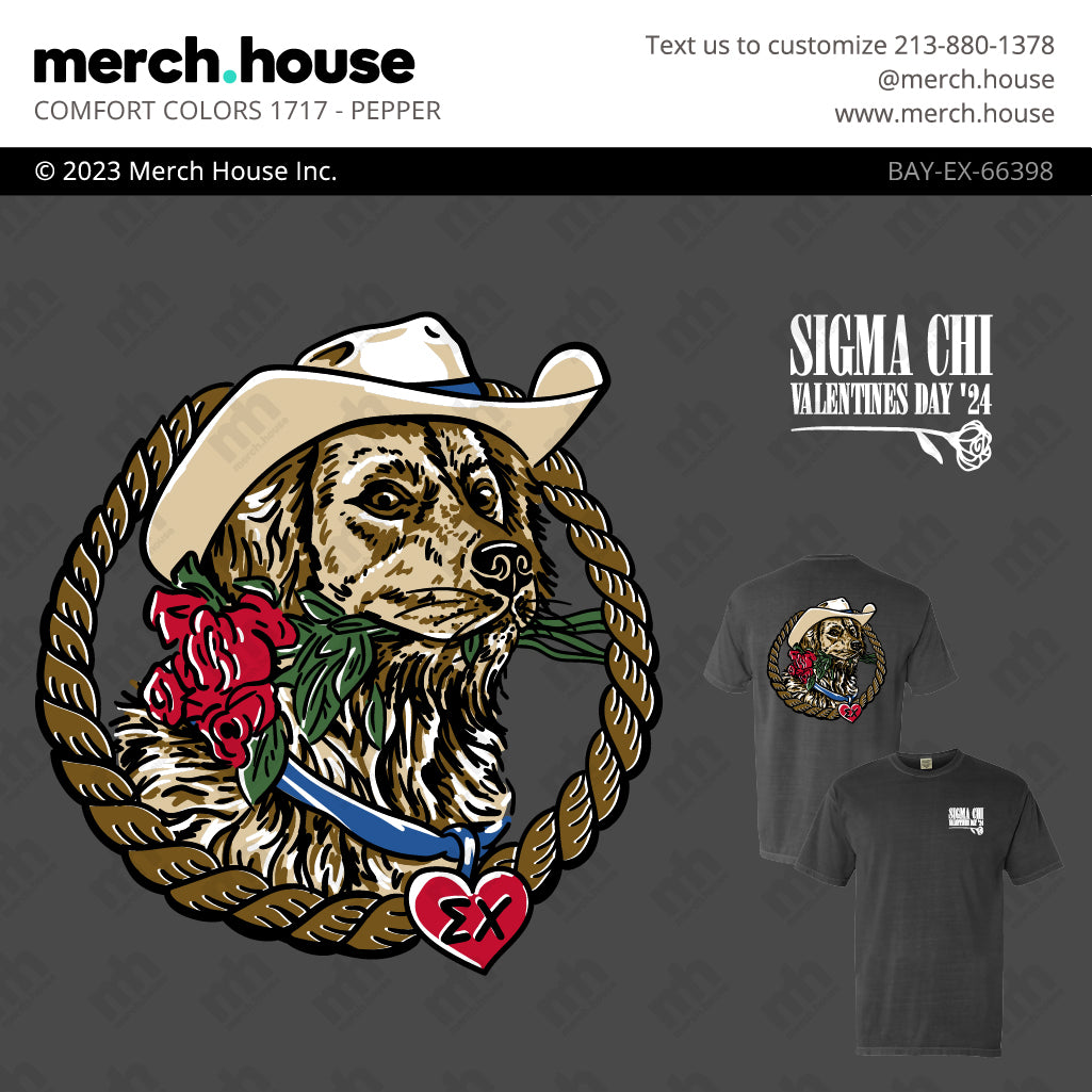 Sigma Chi Valentine's Day Dog with Roses Shirt