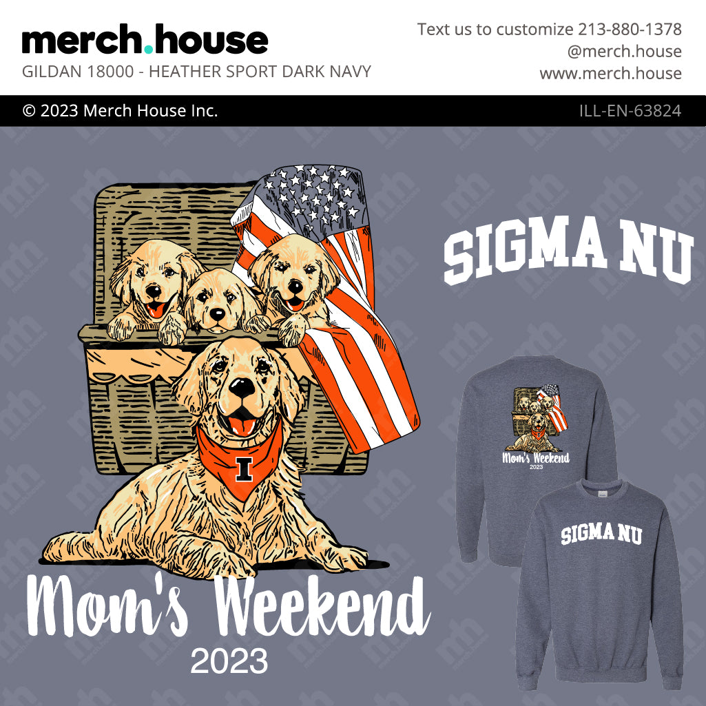 Sigma Nu Mom's Weekend Basket of Puppies Shirt