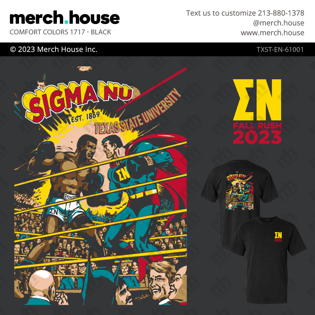 Sigma Nu Rush Shirt Boxing Comic
