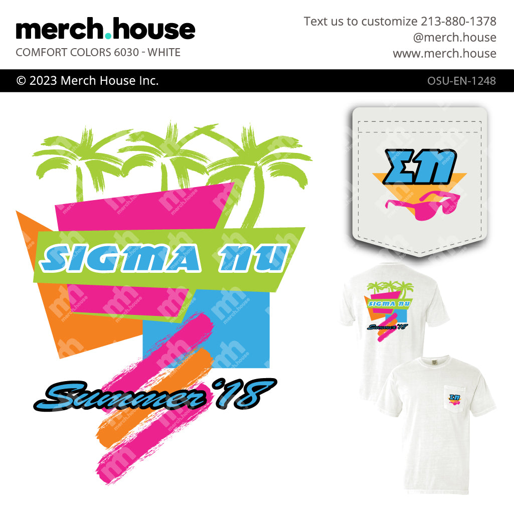 Sigma Nu Rush Shirt Neon Retro Palms