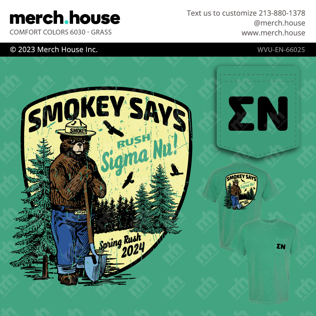 Sigma Nu Rush Shirt Smokey Bear