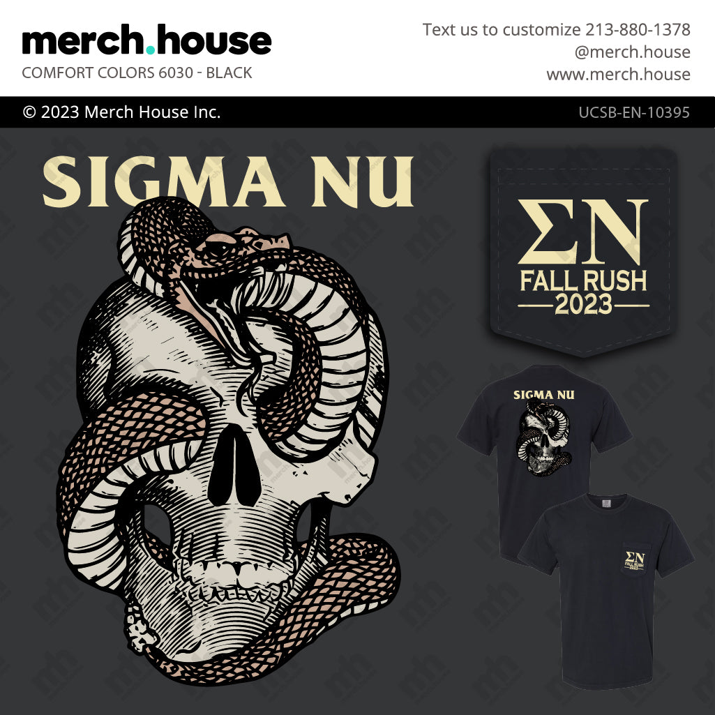 Sigma Nu Rush Shirt Snake and Skull