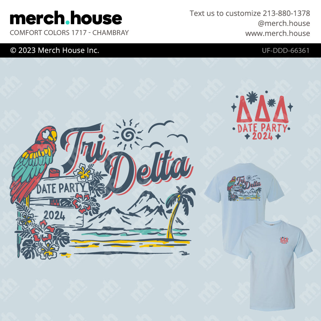 Tri Delta Date Party Beach and Flowers Shirt